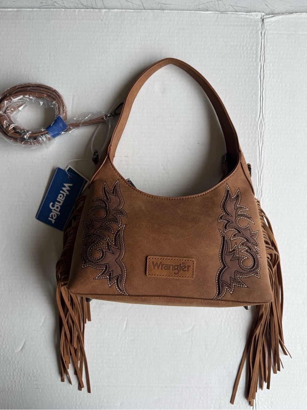 Wrangler Brown Suede Fringe Shoulder Bag